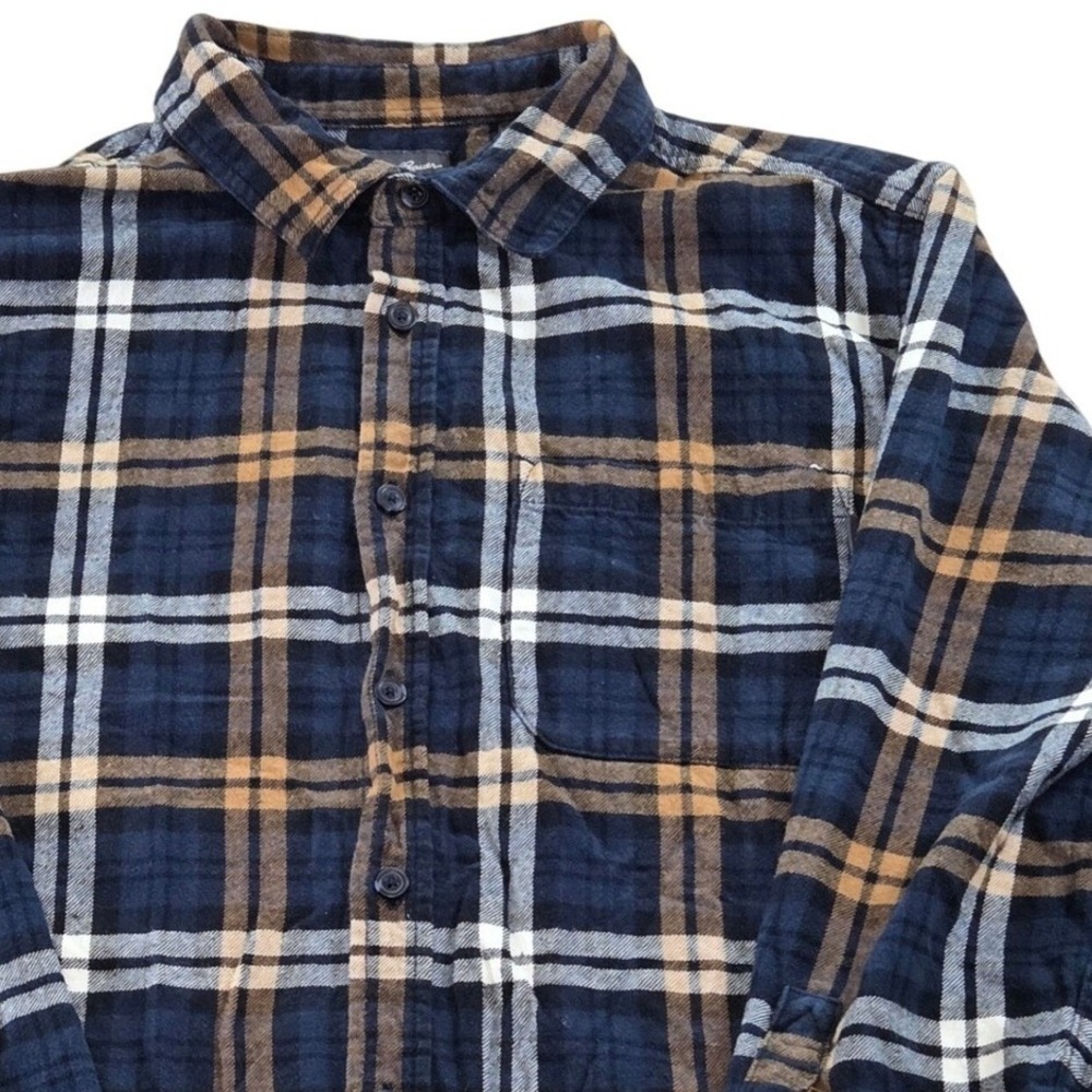 Eddie Bauer Plaid Flannel Shirt Long‎ Sleeve Button Up 100% Cotton Mens XL